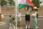 The Puris raise the Indian flag